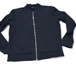Banana Republic Dress Bomber Jacket Men's‎ Medium Black Minimalist 100% Cotton